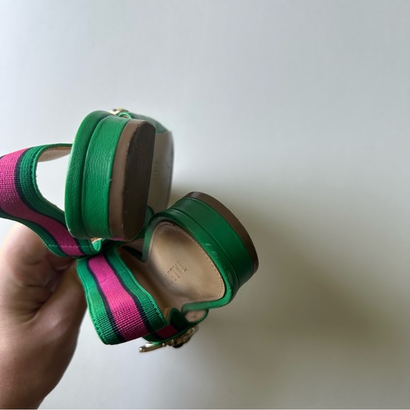 Talbots Green Edison Nappa Slingback Point Toe Leather Bee Charm Flats - Picture 8 of 13